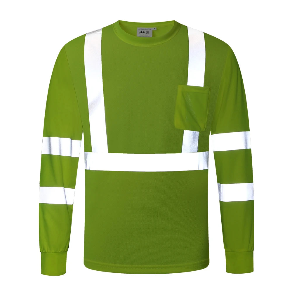 Long Sleeve Safety Shirt High Visibility Reflective Construction Work