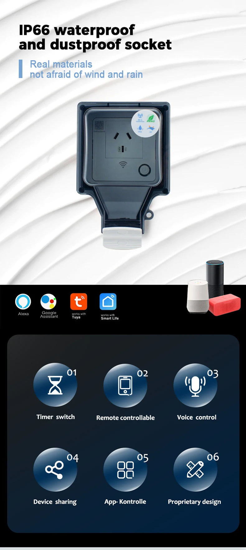 Avoir Tuya Wifi Socket IP66 Outdoor Waterproof Australia Plug