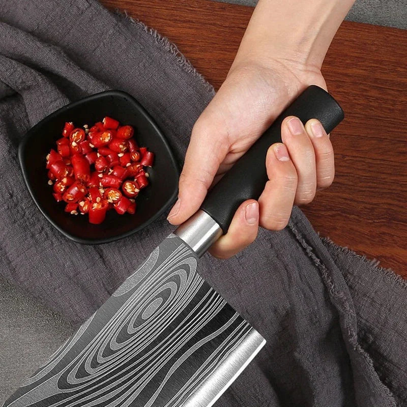 Laser Damascus Pattern Utility Kitchen Knives Scissors Sharpening Rod