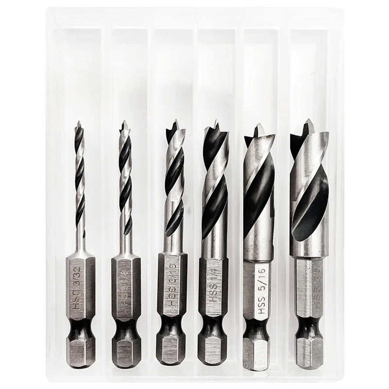 2/6Pcs 1/4" Hex Shank Drill Bits Quick Change 3-Point Stubby HSS