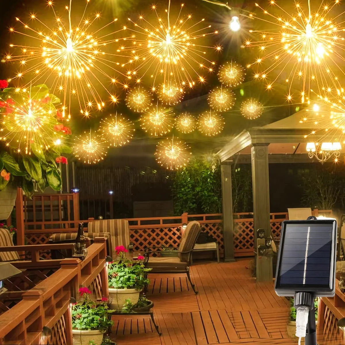 1PC Hanging Solar Firework Lights, 480LED Starburst Lights