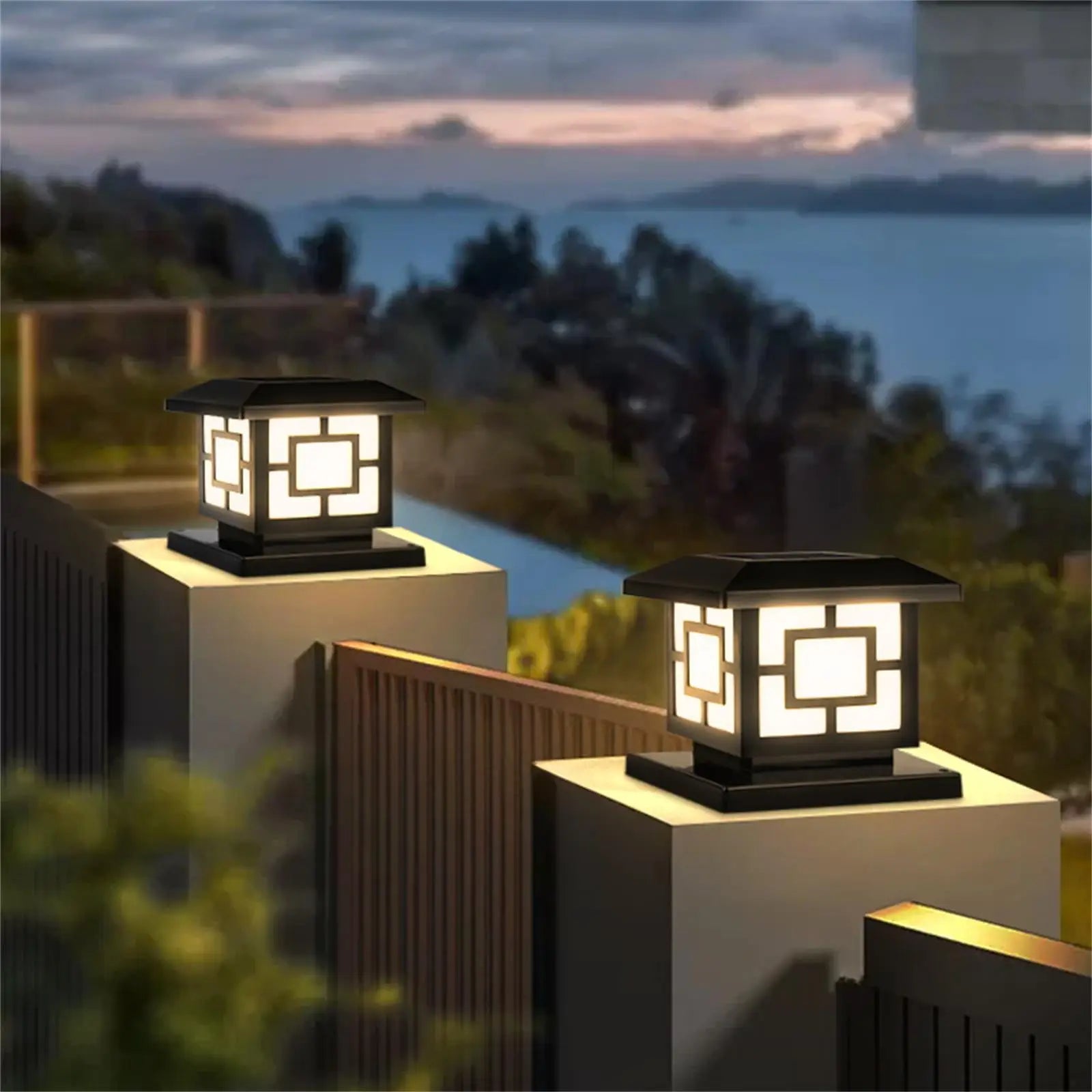 Timed LED Solar Outdoor Light Pillar Solar Lights Waterproof Thick