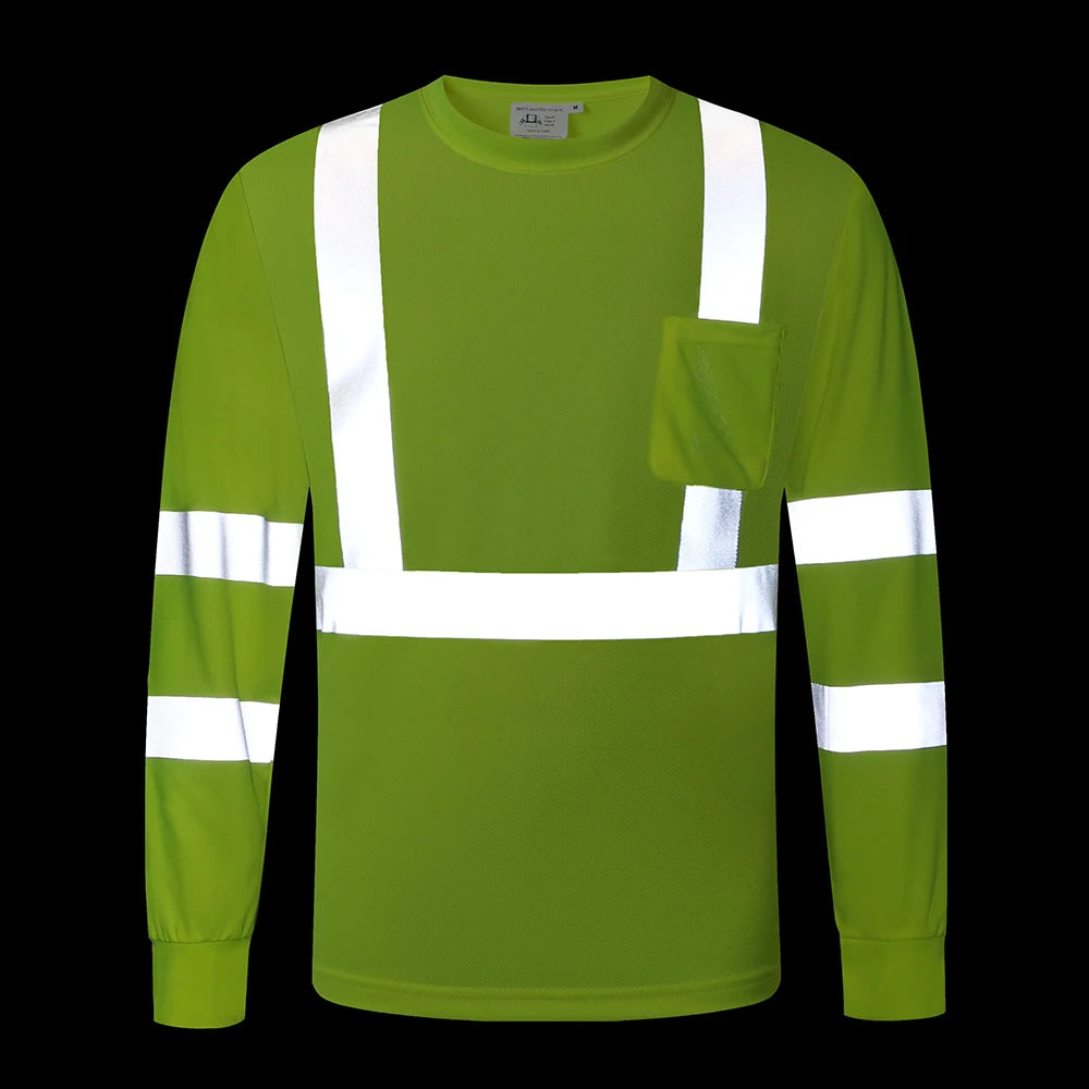 Long Sleeve Safety Shirt High Visibility Reflective Construction Work