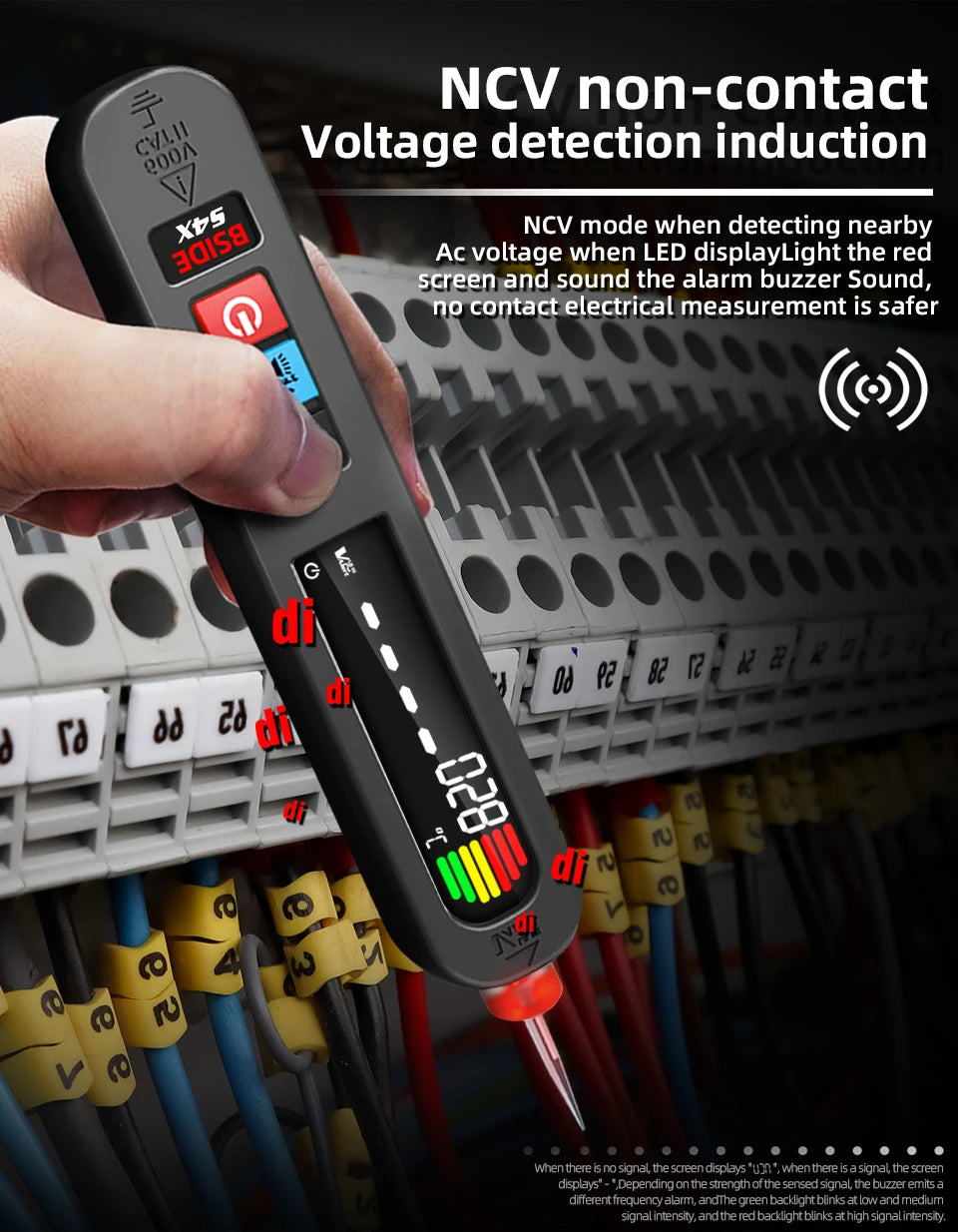 BSIDE Voltage Tester Pen 12V-300V Non-Contact Detection Leakage Live