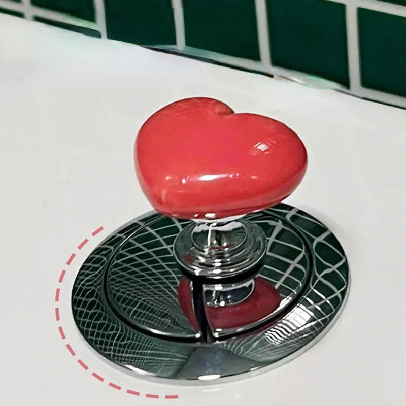 Handle Toilet Press Button Heart Shaped Press Tank Push Switch Toilet