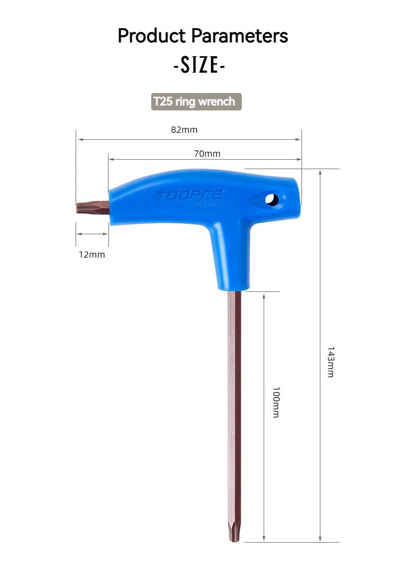 T25 3/4/5/6MM Bike Allen Key Wrench T-Shaped Extended Plastic Handle