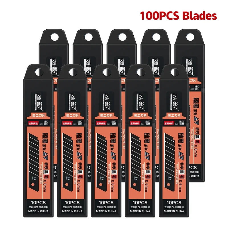 100/10PCS Carbon Steel Replace Utility Knife Blade 100mm*18mm Black