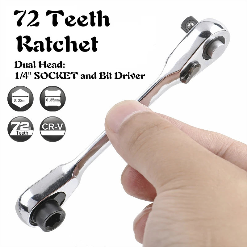 Mini treble 1/4 Ratchet Wrench Double Ended Quick Socket Ratchet