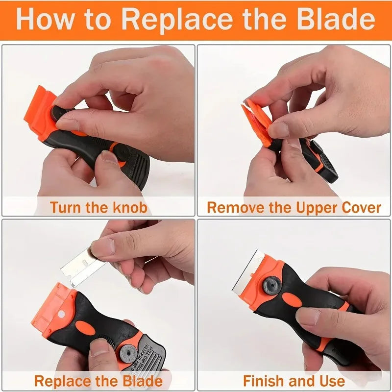 Plastic & Metal Razor Blade Scraper, Window Glass Cleaner, Vinyl Film