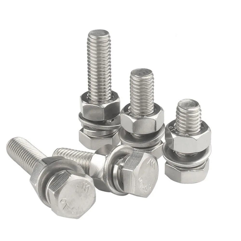 4 In1 Set Full Thread 304 Stainless Steel External Hex Hexagon Screw