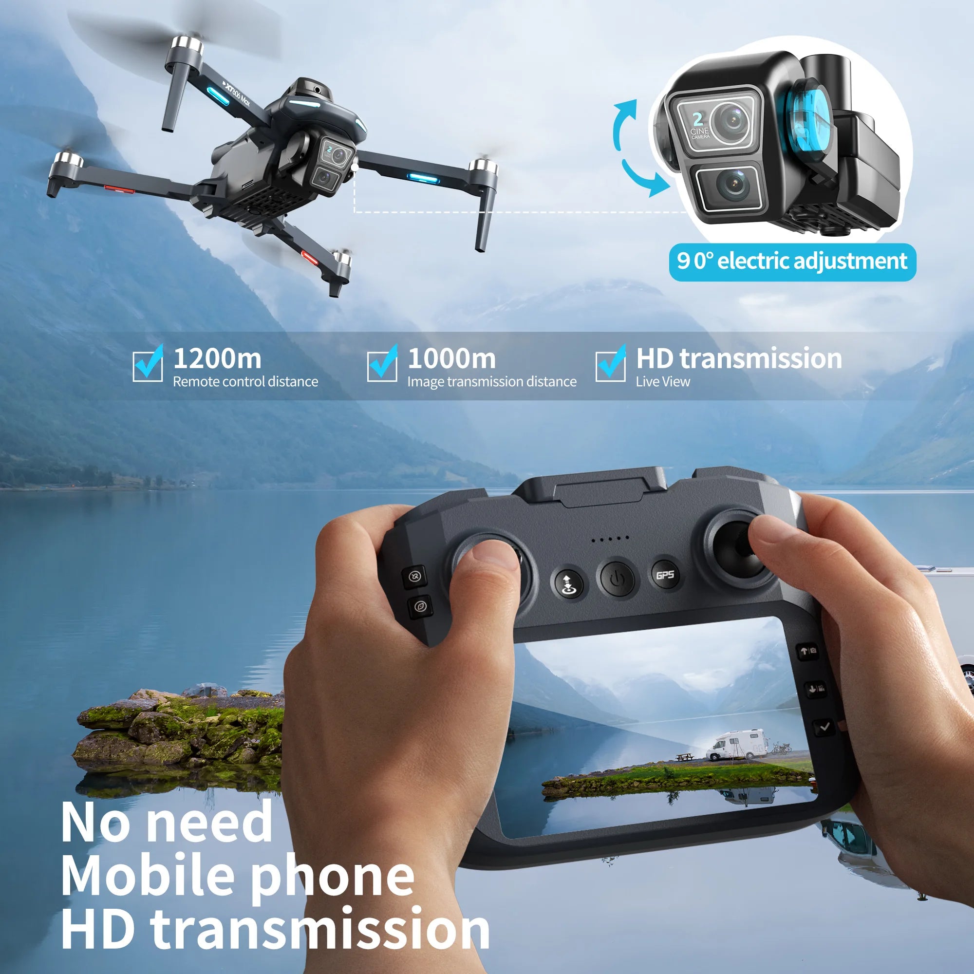 XT606 GPS Drone 8K HD 360° Dual Cameras 5G WiFi FPV Brushless Foldable