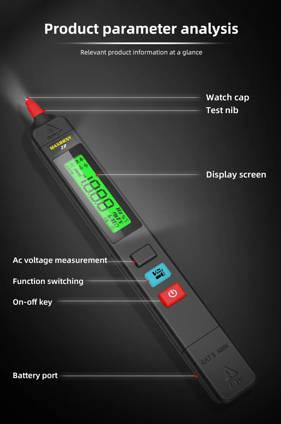 MAXRIENY Voltage Tester 12V-300V Non-Contact and Contact Voltage Pen