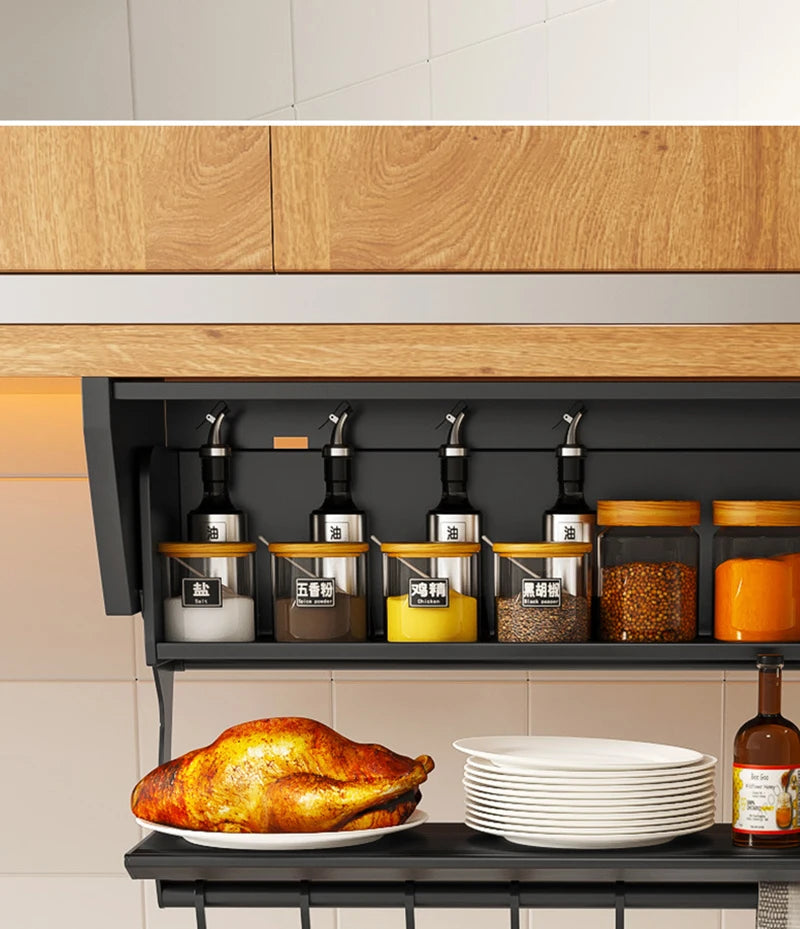 Pull-Down Folding Cabinet Condiment Shelf – Aluminium Wall Hanging