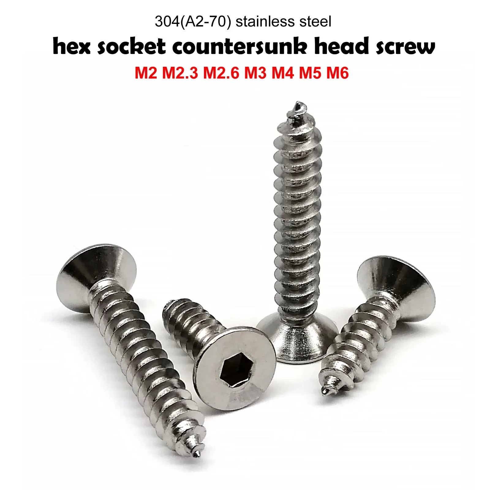 10/50pcs M2 M2.3 M2.6 M3 M4 M5 M6 A2 304 Stainless Steel Allen Hexa...