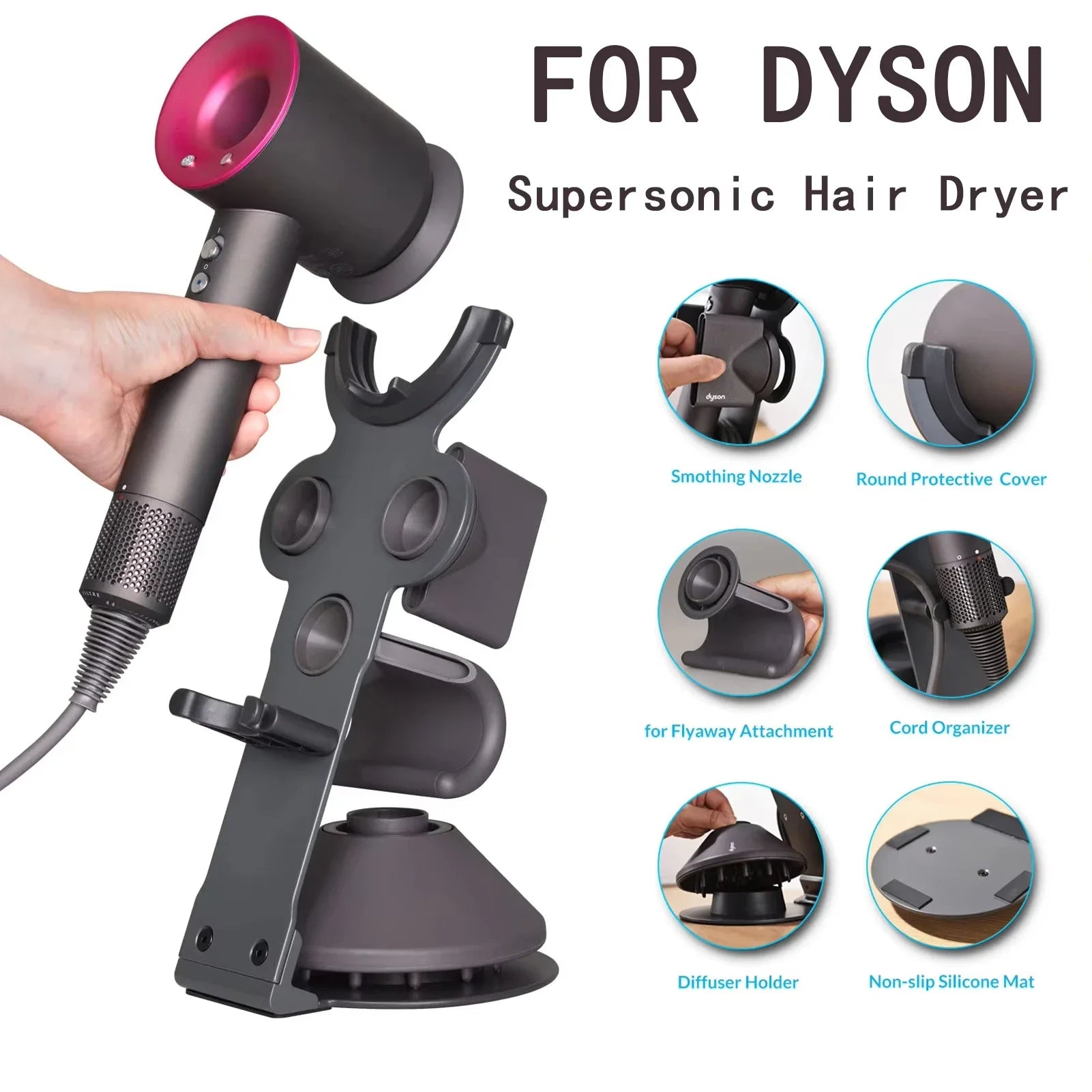Hair Dryer Holder for Dyson Supersonic Wall-Mounted Stand
