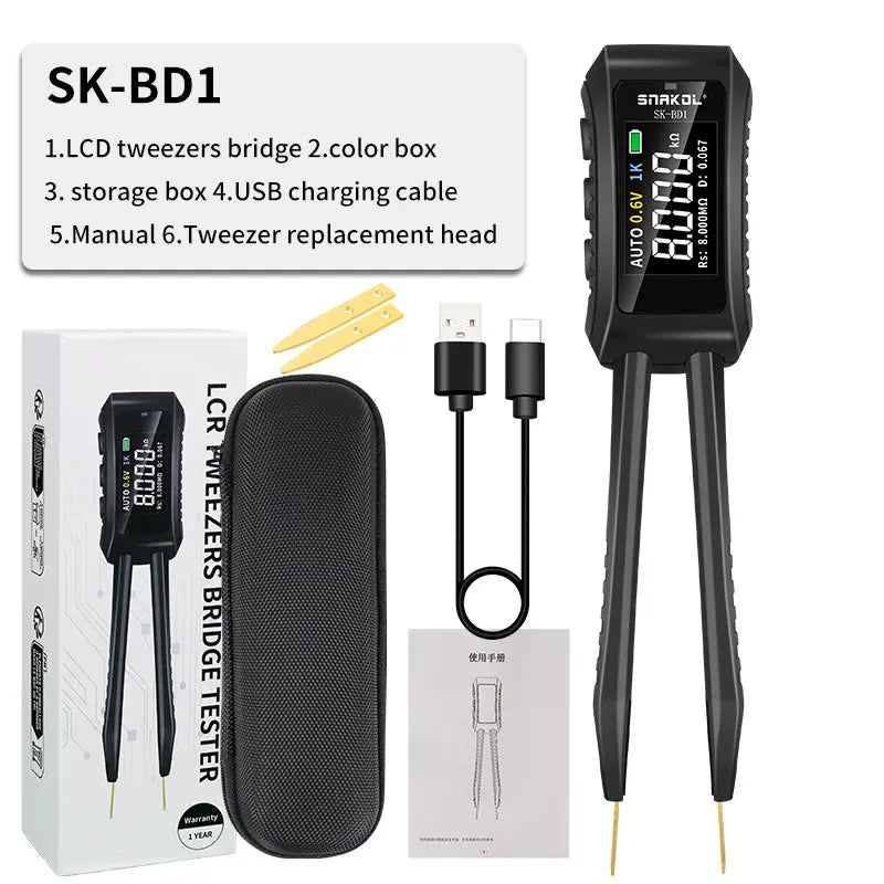 SNAKOL  Digital Tweezers Smart SMD Tester LCR ESR Professional LED