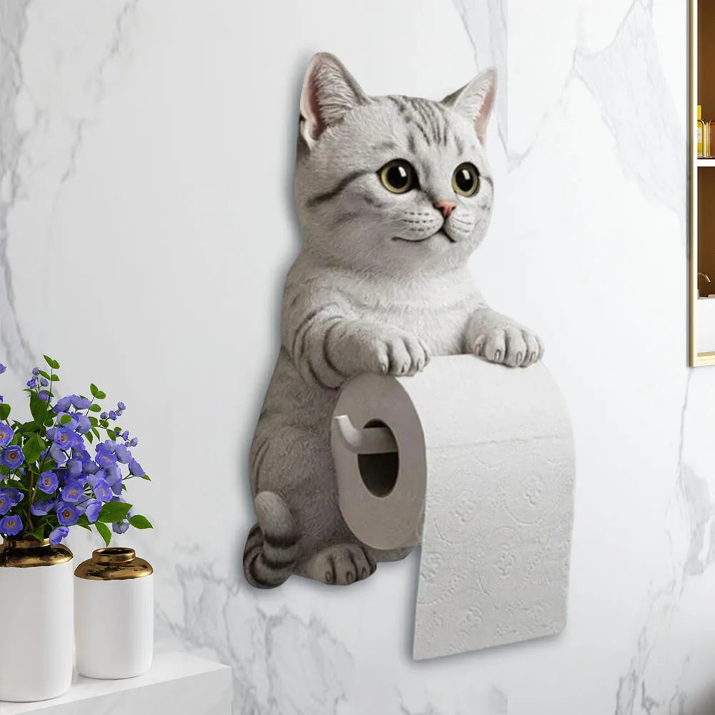 Wall Mounted Toilet Paper Roll Holder Decorative Cat Shape Paper