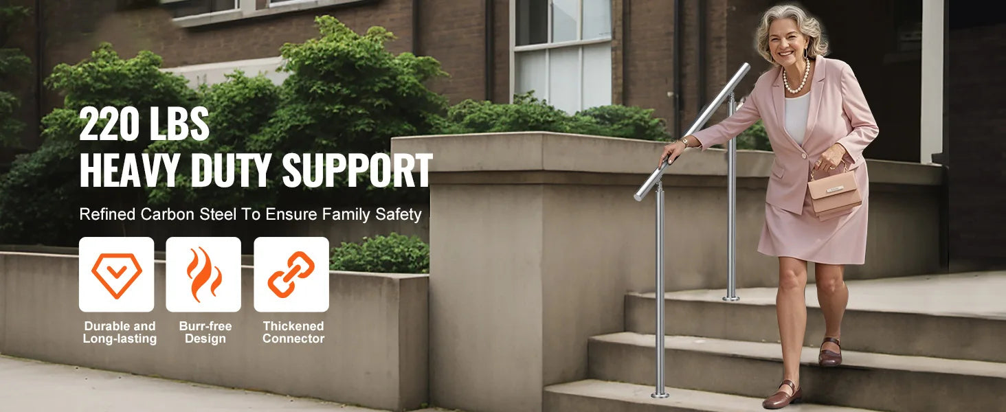 SucceBuy Handrail for Outdoor Transitional Stainless Steel Railings