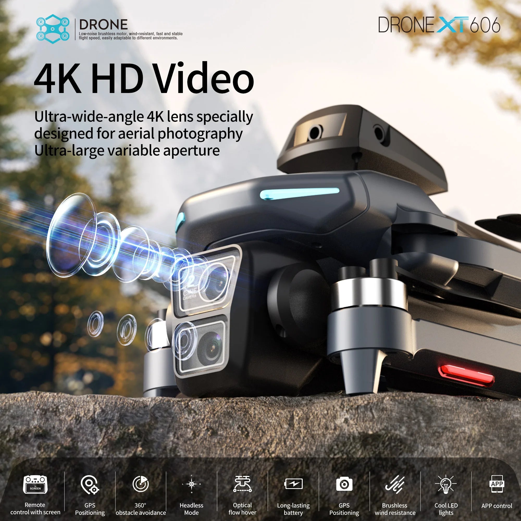 XT606 GPS Drone 8K HD 360° Dual Cameras 5G WiFi FPV Brushless Foldable