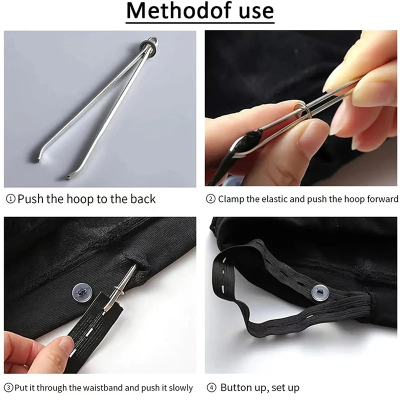 2pcs Stainless Steel Garment Clips Sewing DIY Tools Elastic Band Tape