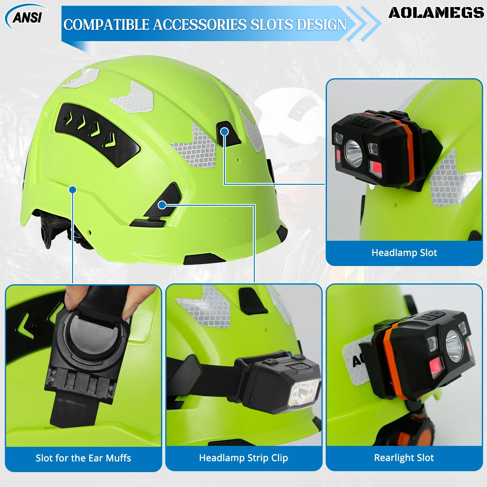 Construction Safety Helmet with Reflective Stickers – CE ABS Breathable Hard Hat