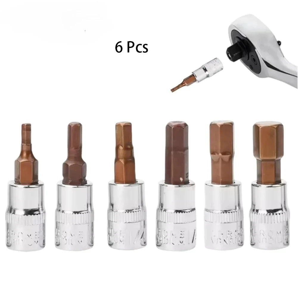 6Pcs 1/4 Inch Hex Screwdriver Bit Socket Set H3-H8 for Torque Spanner