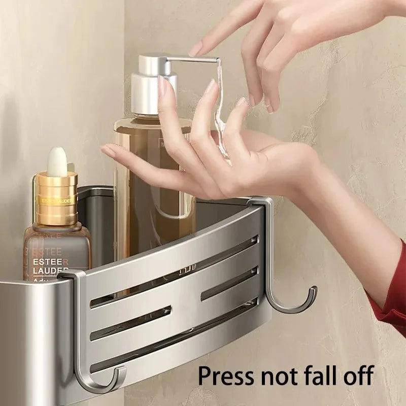 Wall Mounted No-Drill Bathroom Shelf Aluminum Alloy Storage Holder