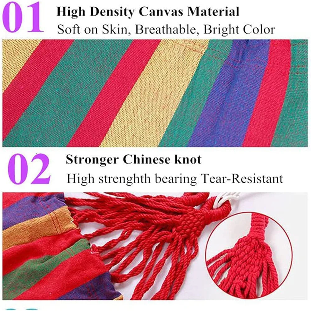 Double Hammock 2-Person Cotton Canvas with Tree Straps – Red/Blue