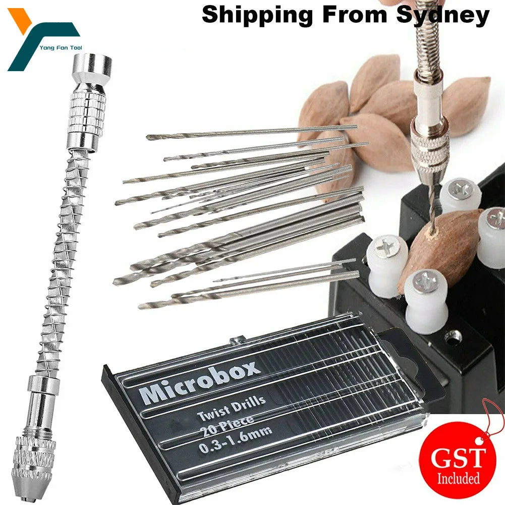 22Pcs 0.3mm-1.6mm Hand Drill Bit Set Semi-Automatic Micro Mini HSS