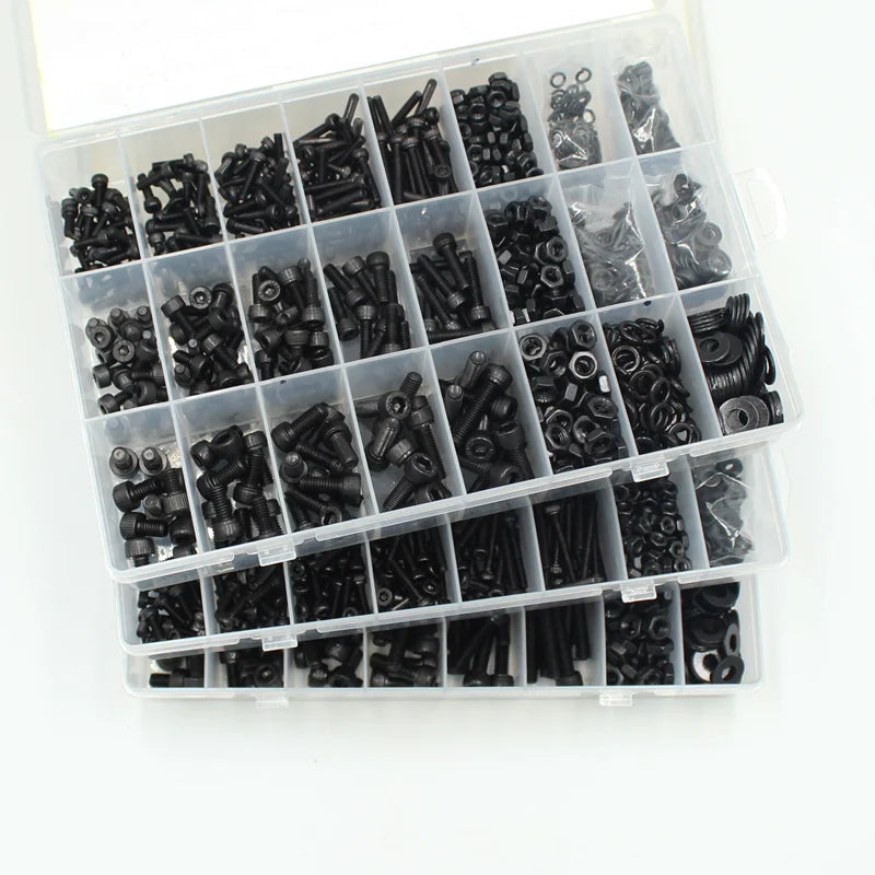 Black 2500P Hex Socket Head Screws Set M2 M2.5 M3 M4 M5 M6 DIN912