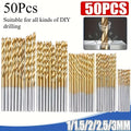 50pcs Titanium Coated High Speed Steel Drill Bits - High Quality 13...