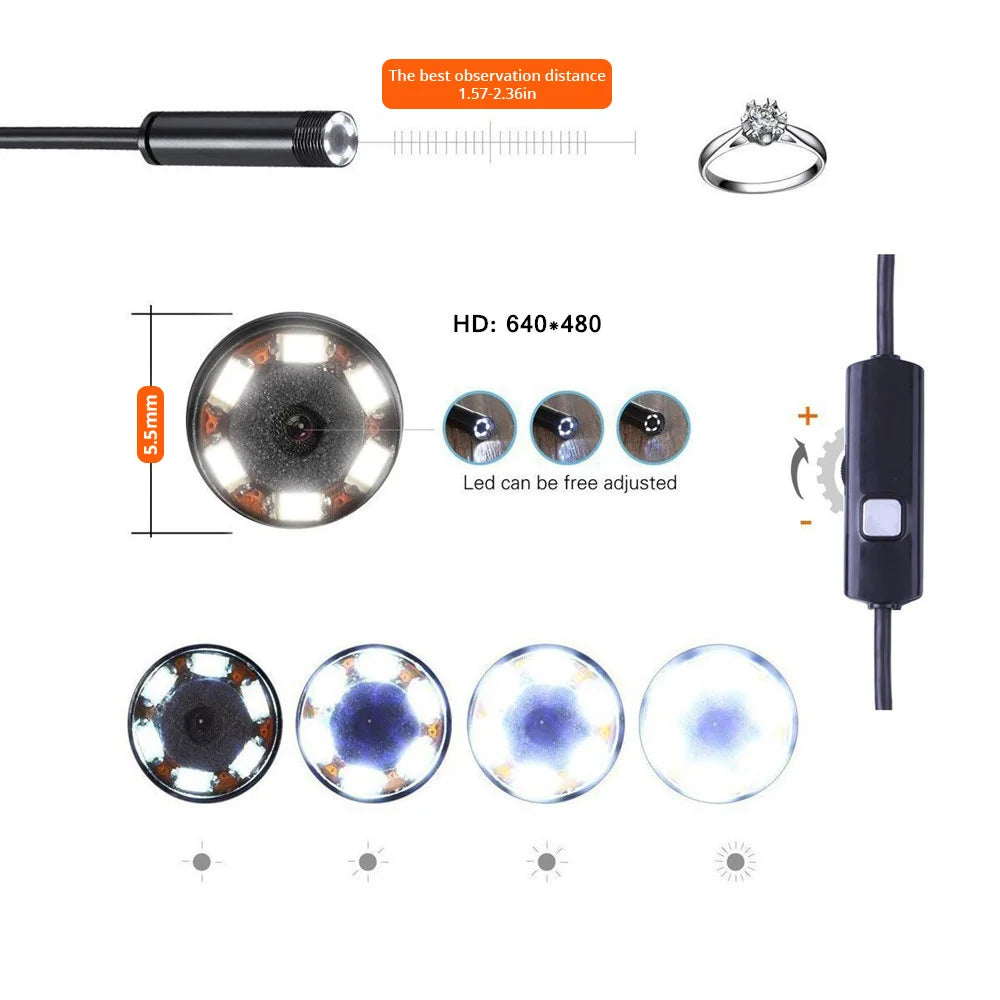 3 in 1 USB Endoscope for OTG Android Phone 7mm Borescope Inspection