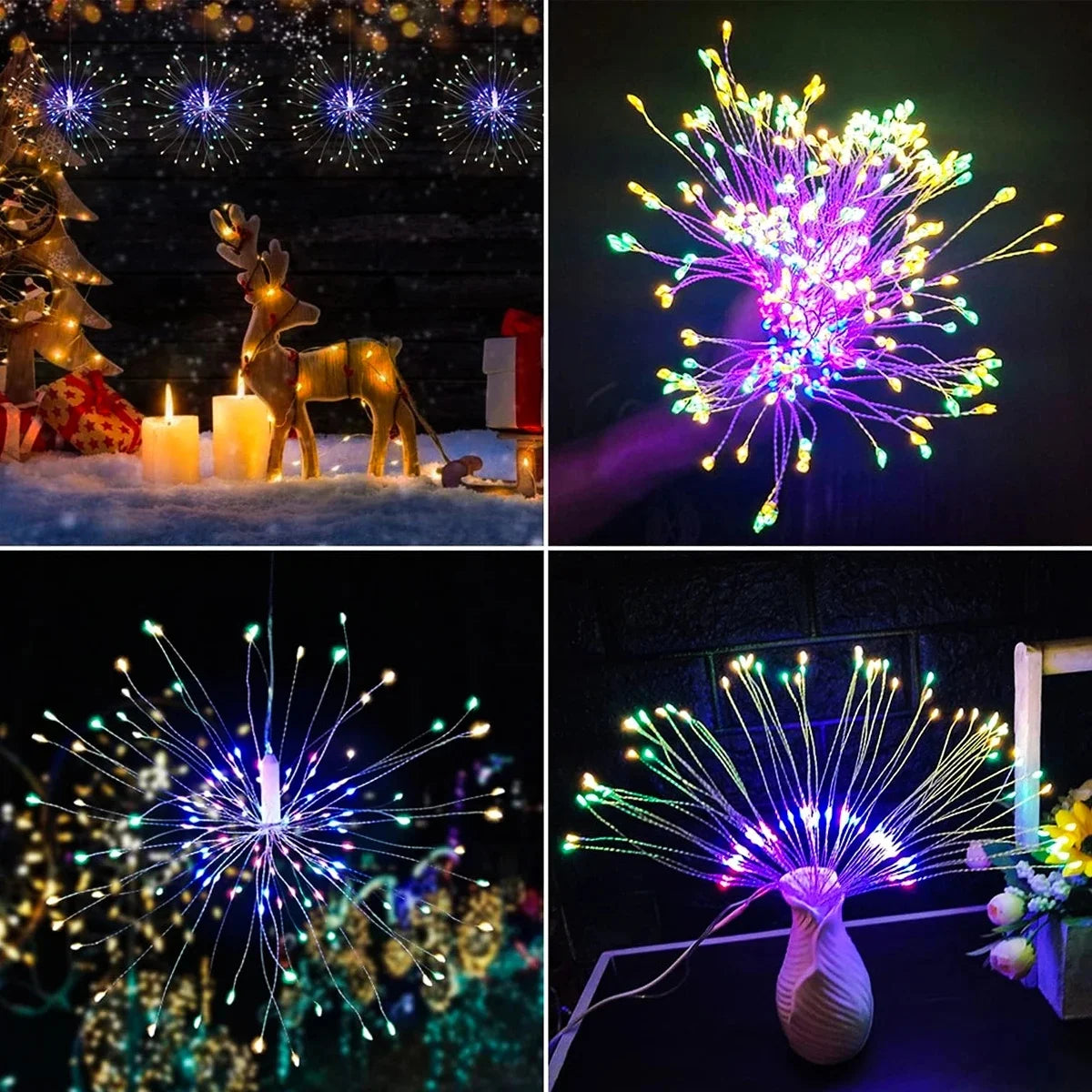 1PC Hanging Solar Firework Lights, 480LED Starburst Lights