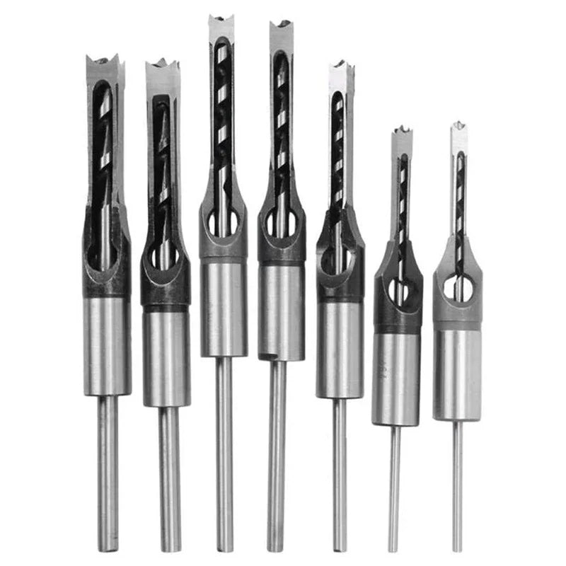 HSS Square Hole Drill Set - Auger Mortising Chisel Bit