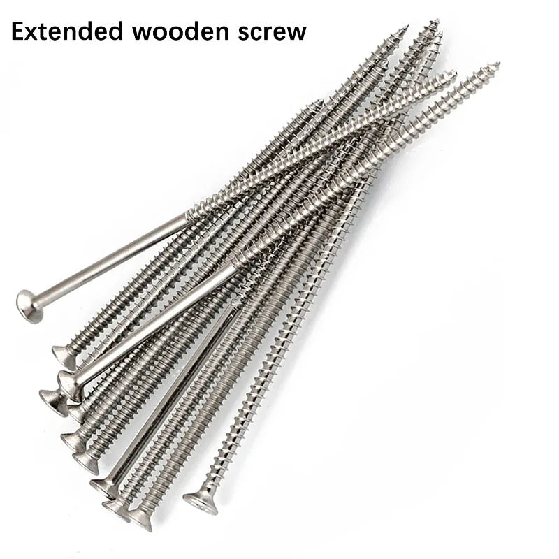 5PCS M4 lengthening Flat Head Tapping Long Wood Screw Stainless steel