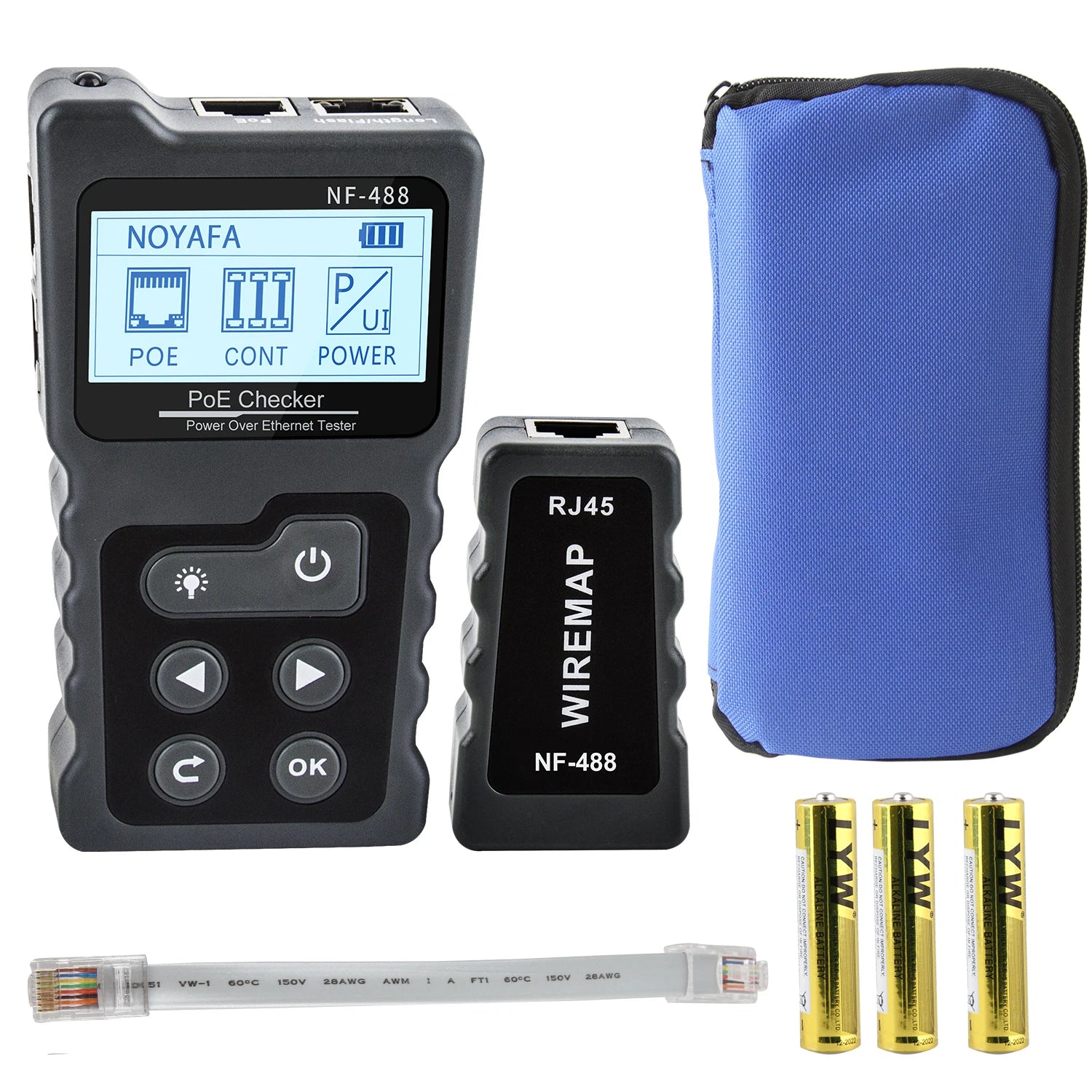 NOYAFA NF-488 LCD PoE Checker & LAN Cable Tester – Cat5/Cat6