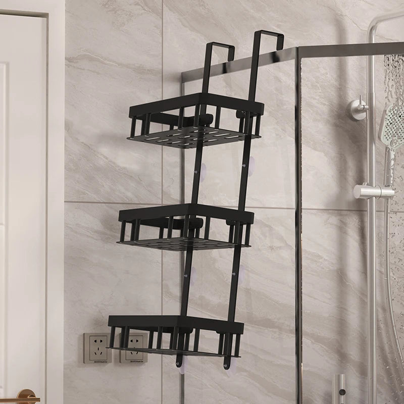 Bathroom wall mounted three-layer storage rack, door mounted rack