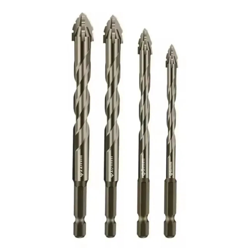 Four-Edge Eccentric Tile & Concrete Drill Bit Set — 4 or 6-Piece Hi