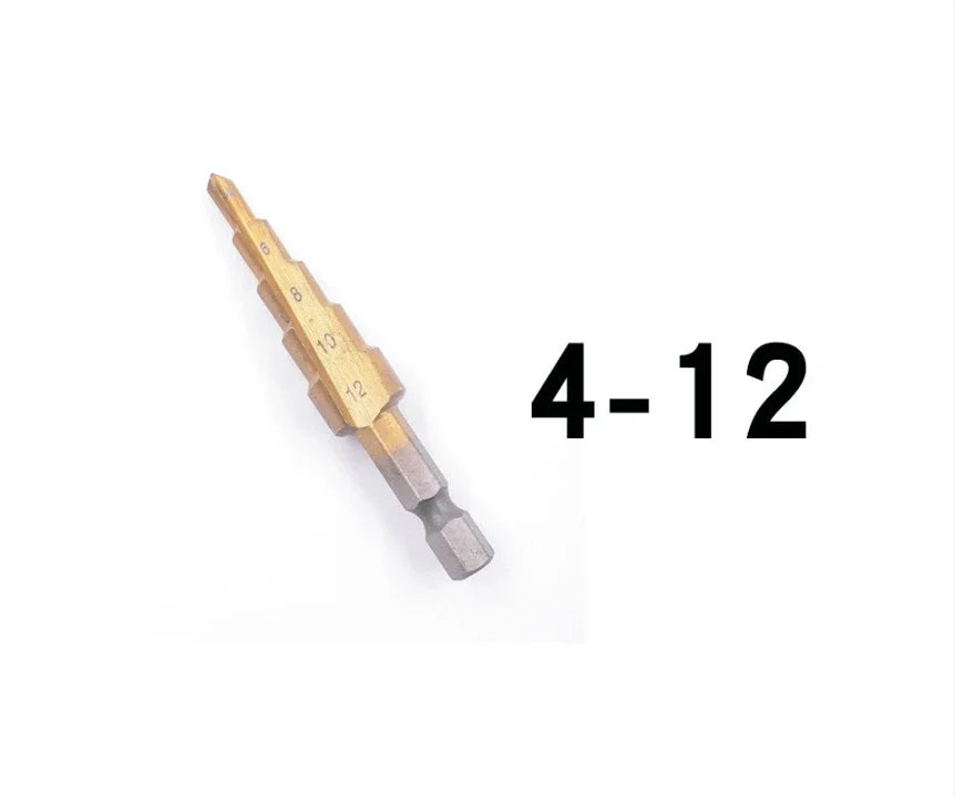 HSS Titanium Step Drill Bit – Hex Shank Straight Groove Cone Bit