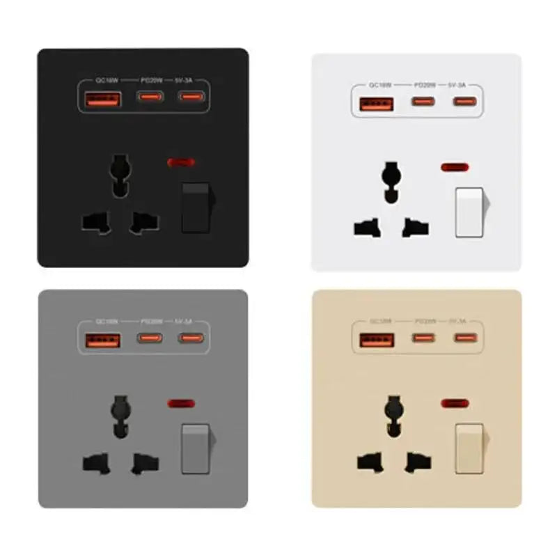 20W Fast Charging Universal Wall Socket With USB And Dual Typec