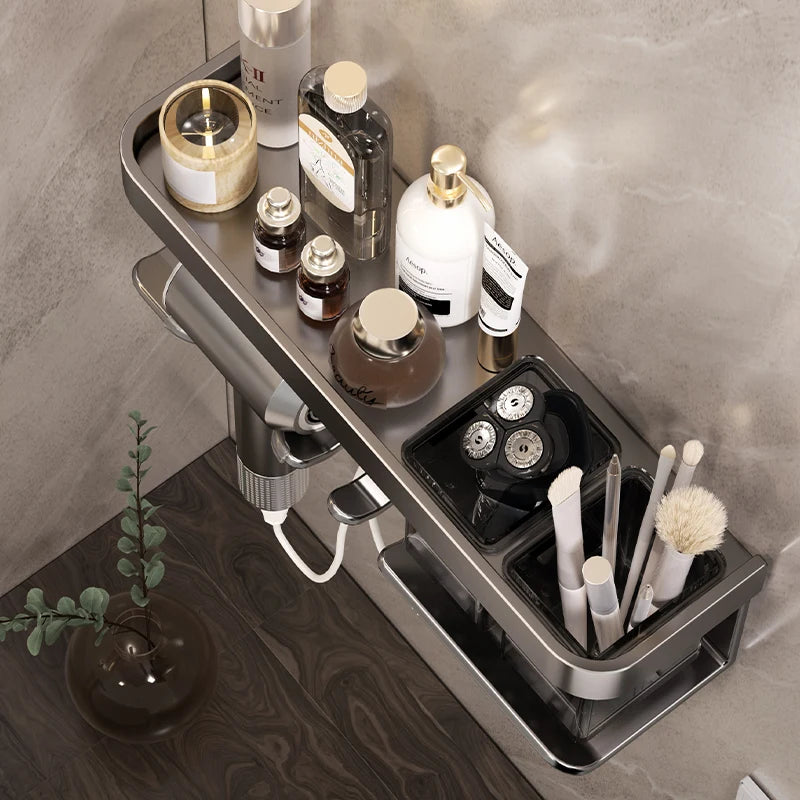 Bathroom Shelf Makeup Storage Organizer Aluminum Alloy Hair Dryer