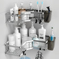No Drilling Stainless Steel Triangle Double Layer Shelf for Bathroo...