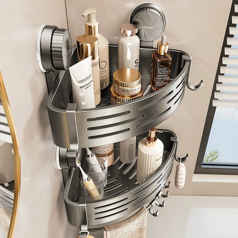 Bathroom suction cup triangular basket storage rack, bathroom washb...