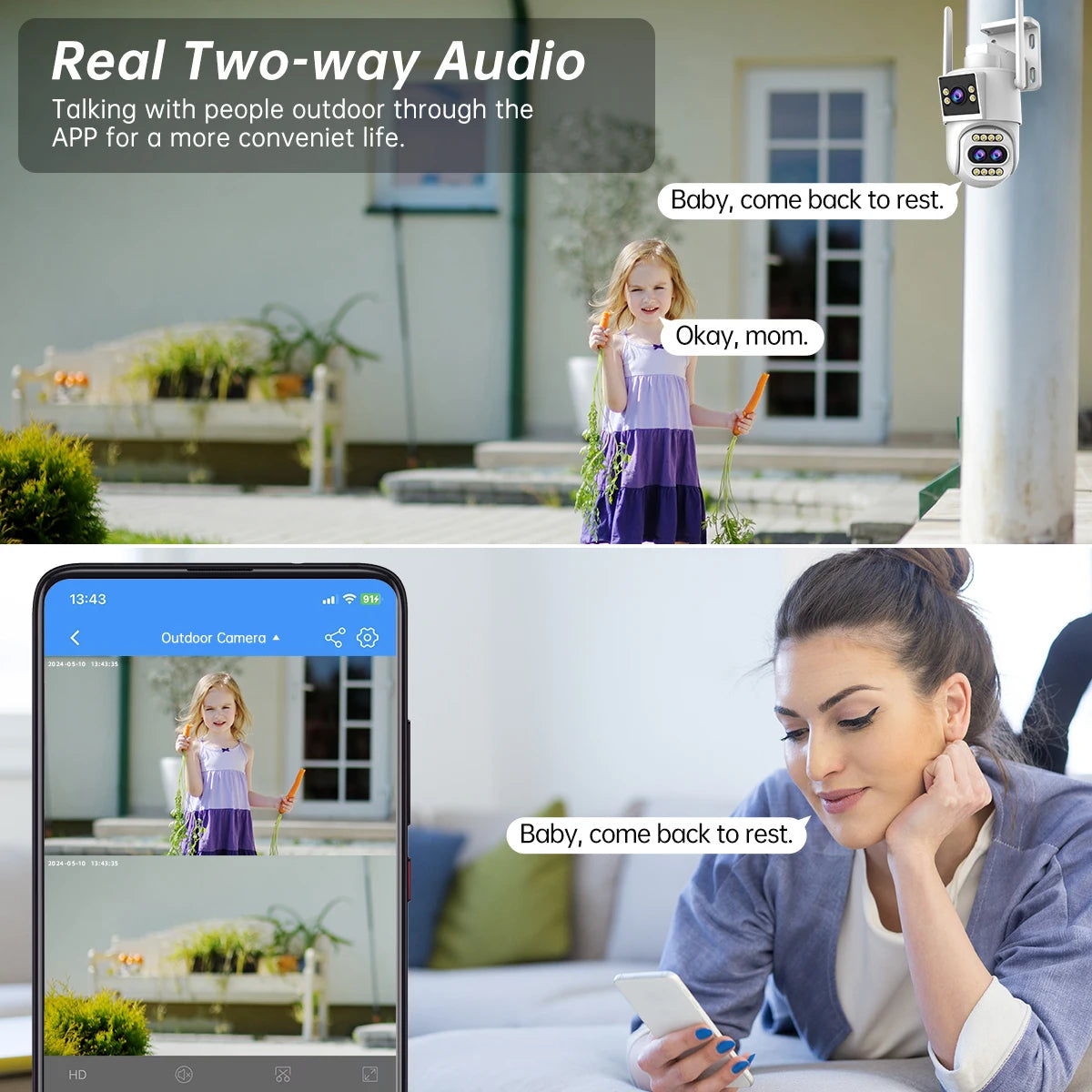 JOOAN 4K 8MP WiFi Surveillance Camera Outdoor Three-Lens Dual Screen