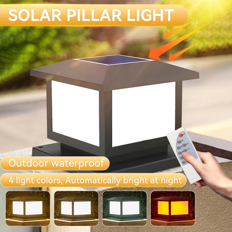 Timed LED Solar Outdoor Light Pillar Solar Lights Waterproof Thick