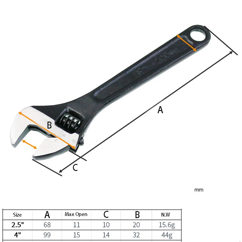 Mini 2.5/4 Inch Adjustable Spanner Open-End Wrench Tools Small Wrench