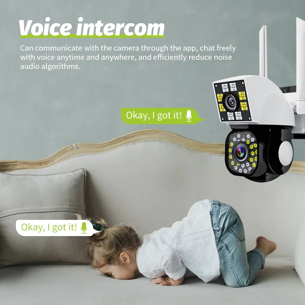 Neye 4K/8MP Wireless WiFi Camera 1080P Dual Lens Dual Screen Outdoor