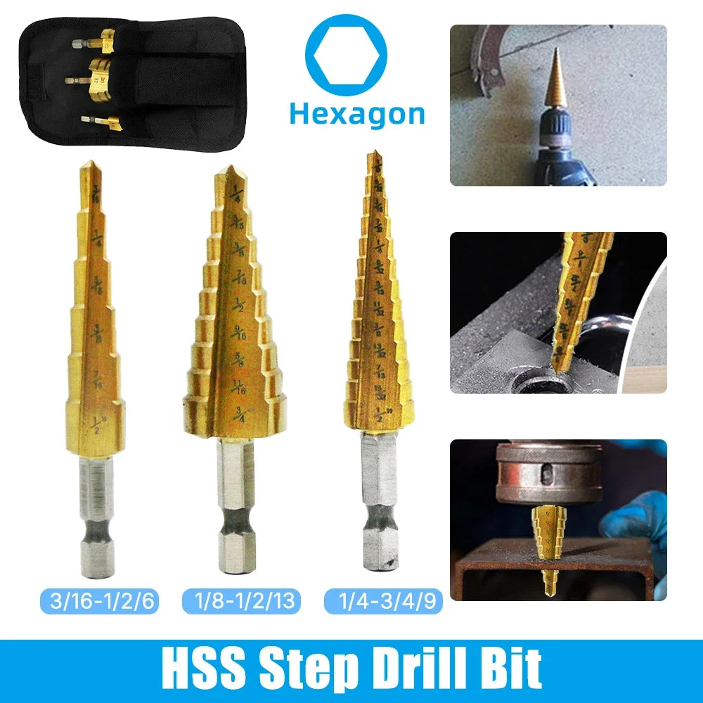HSS 4241 Cobalt Multiple Hole 50 Sizes Step Drill Set Tools Aluminum