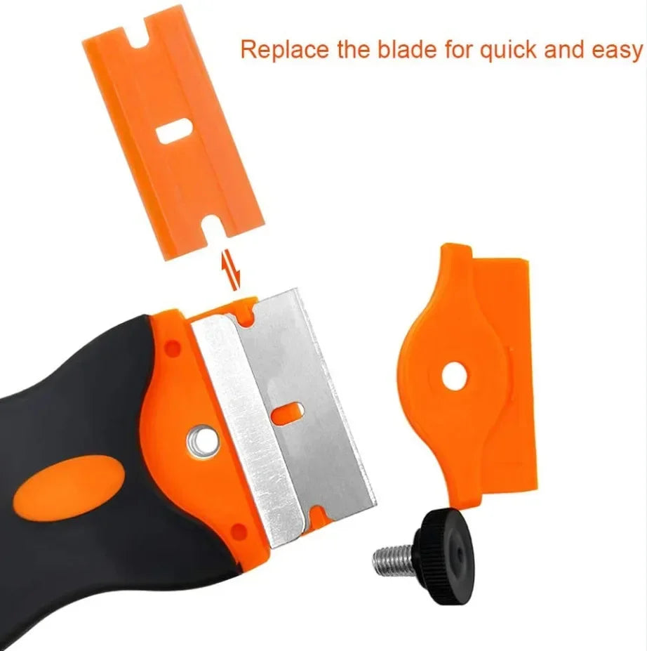 Plastic & Metal Razor Blade Scraper, Window Glass Cleaner, Vinyl Film