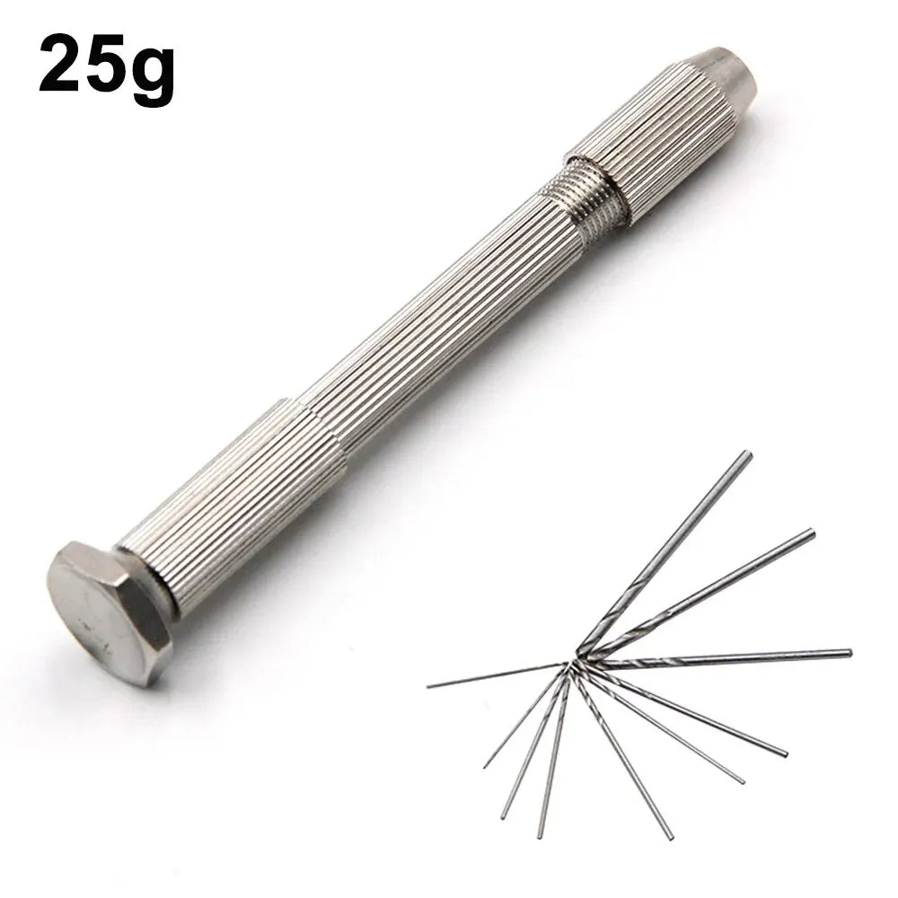 Hand Twist Drill Handle with 10-Piece Bit Set — Manual Pin Vise for